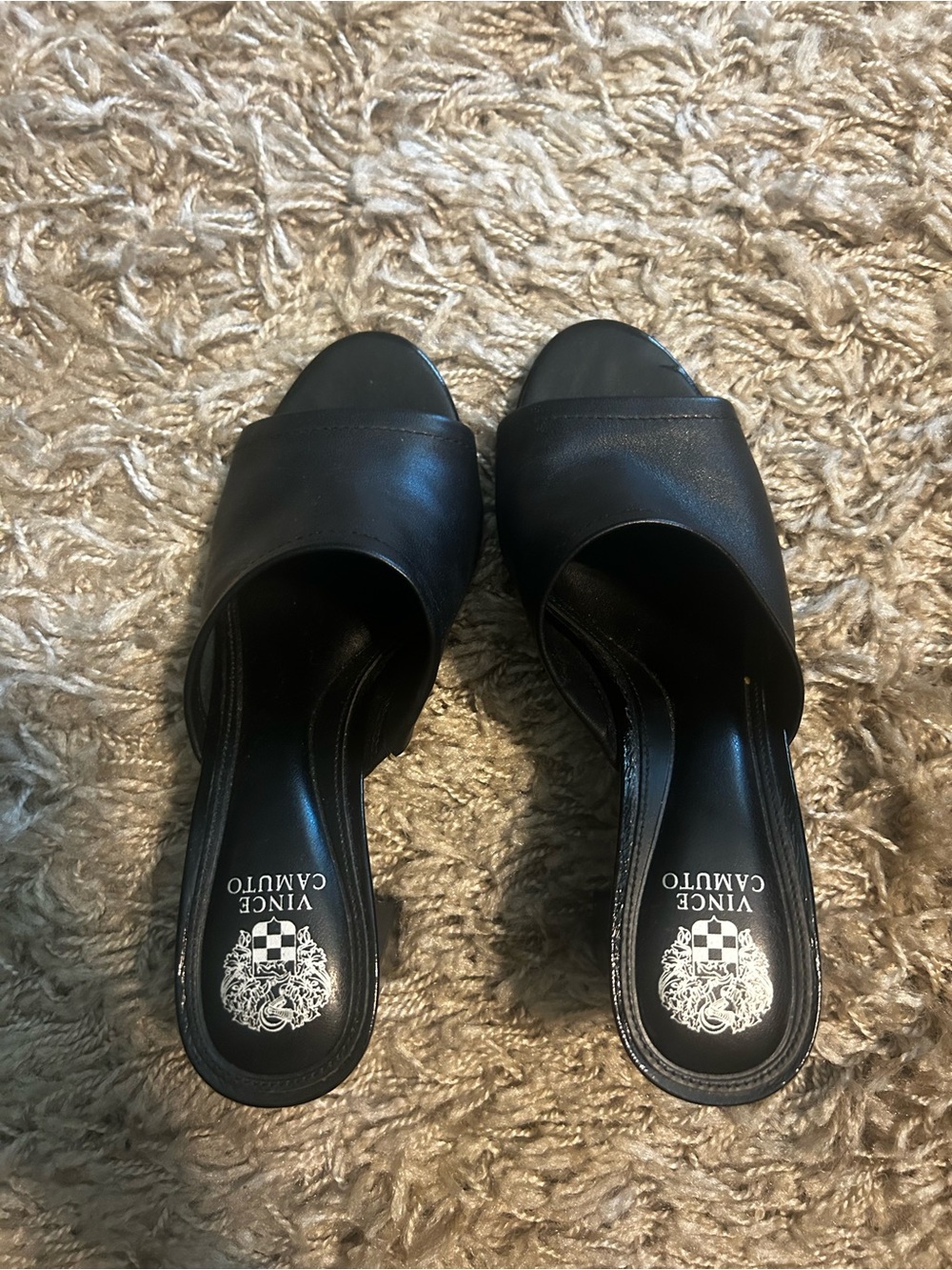Vince Camuto Alyysa Black Leather Heeled Sandals